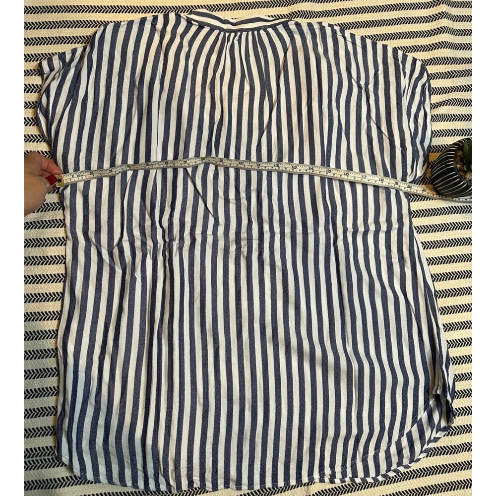 Workshop Republic‎ Clothing Striped V Neck Short Sleeve Blouse Women's M M Rayon - Picture 5 of 6